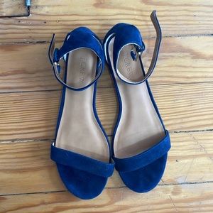 Navy, suede flat strappy sandal